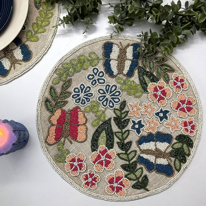 Stylish Handmade Round Placemat <b>Small</b> Heart Design Luxury Glass Material New Model Kitchen Accessories Hand Beads Table Decor - Product Image 6