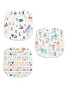 Juego de baberos de muselina suave para bebé, paquete de tres baberos absorbentes con estampado de animales del bosque y corazones coloridos para bebés y niños pequeños - Product Image 2