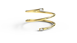 Luxury 18K Gold Spiral Wrap Bypass Ring with Baguette Diamond Elegant Stackable Ring Minimalist Ring Gift Fine Jewelry for Women - Product Image 1