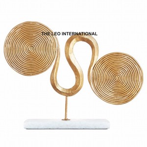 <b>Table</b> <b>Top</b> Abstract Sculpture Modern <b>Decorations</b> Ornament Marble Base Metal Desktop Sculpture in Gold Finished - Product Image 4