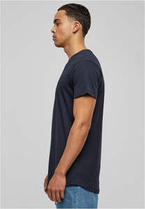 Camiseta de hombre con logo personalizado, azul medianoche, corte regular, manga corta, algodón jersey, informal, lisa, con estampado. - Product Image 3