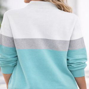 Sudadera de Forro Polar Vintage para Mujer con Media Cremallera y Bloques de Color, Suave, Informal, Cómoda para Uso Diario, Tejido Transpirable - Product Image 5