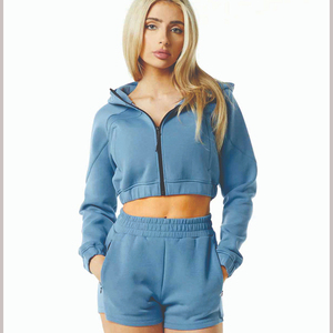 Cozy <b>Thermal</b> Cropped Pullover Hoodie Women Long Sleeve Wear Plush Fleece Crop <b>Top</b> Hoodie Women Warm Winter Sweatshirt - Product Image 1