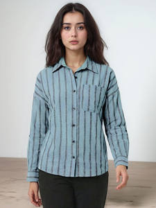 Vestido Casual de Oficina Color Verde Azulado con Estampado Floral, Cuello Camisero, Cierre de Botones, Bolsillo de Parche, Mangas Largas Enrollables - Product Image 2