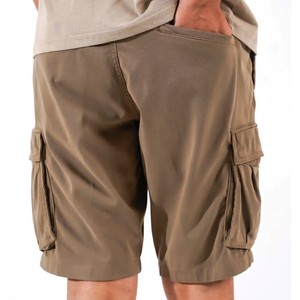 Shorts de jogging mi-longs personnalisables pour hommes, en polyester/coton tricoté, écologiques, style streetwear, taille mi-haute avec cordon de serrage, couleur unie - Product Image 4