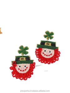 Handmade Pearl Beaded Christmas Ornament Earrings Holiday <b>Tree</b> Drop Earrings Festive Fashion Jewelry for Women Party Gift - Product Image 5