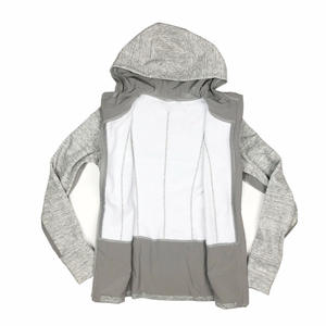 Drop Shoulder Hoodies Boxy Cropped Zip-Up Hoodies Doble cremallera Doble capa Bordado Patrón sólido Básicos para invierno - Product Image 5