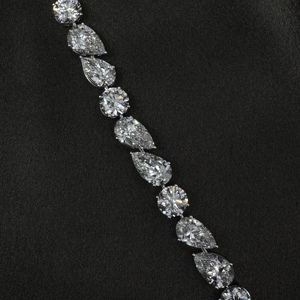 Pear & Round Cut Diamond Tennis <b>Bracelet</b> <b>White</b> Gold IGI Certified Luxury Jewelry Women's Anniversary Fine Jewelry - Product Image 4
