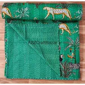 Juego de Edredón de Algodón Orgánico Estampado a Mano, Diseño Tradicional de Lujo, Estilo Kantha Vintage, Transpirable, Ecológico, para Todas las Estaciones - Product Image 3