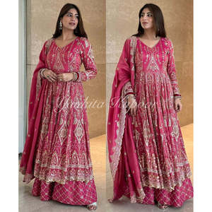 Vestido musulmán tradicional con Sharara y Dupatta para aspecto de fiesta - Product Image 2