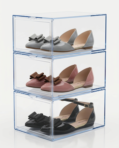 Modern Stackable Clear Acrylic Customizable Size Color for Shoe Organizer Store <b>Display</b> Easy Assembly Attract - Product Image 1