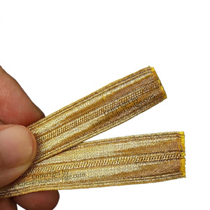 OEM Customized Eco-Friendly Gold Wire Metallic <b>Braids</b> French Lace Jacquard Technique Solid Design Stock Make Order Uniform Lace - Product Image 6