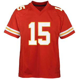 Camiseta de Fútbol Americano Roja con Cuello en V, Número 15, Manga Corta, Transpirable, de Poliéster, Unisex, para Adultos, Ropa Deportiva - Product Image 1