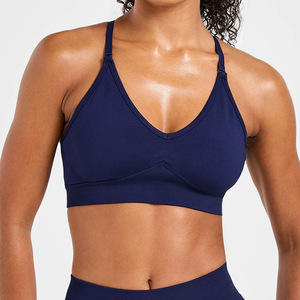 Sujetador Deportivo de Alta Calidad Personalizado, Ropa Deportiva para Yoga, Sin Costuras, de Alta Sujeción, con Tirantes Cruzados, Escote en U, Estilo Acanalado con Encaje - Product Image 3