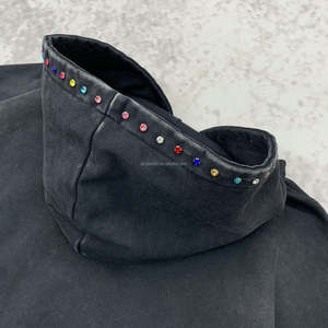 Sudadera con Capucha Personalizada con Logotipo de Pedrería, Estilo Oversize, Lavado Ácido, Desgastada, Streetwear - Product Image 5