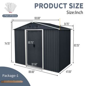 Caseta de Almacenamiento Metálica para Exteriores de 8 pies x 4 pies con Puerta Corredera y Base para Patio Trasero y Jardín (Negro y Blanco) - Product Image 4