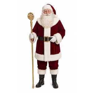 Disfraz de Papá Noel Completo: Abrigo Rojo, Pantalones, Sombrero, Cinturón, Barba, Guantes y Cubrecalzados para Fiestas y Celebraciones Navideñas - Product Image 2