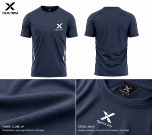 เสื้อยืดแขนสั้นทรงสปอร์ตสำหรับผู้ชาย X Sports City แบบระบายอากาศ แห้งเร็ว ผลิตจากผ้าโพลีเอสเตอร์ถัก  พร้อมโลโก้ด้านหน้า  สามารถปรับแต่งได้ - Product Image 2