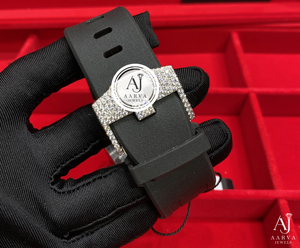 Montre chronographe mécanique analogique avec incrustation de diamants et cristal saphir, boîtier doré, bracelet en caoutchouc de 20 mm, montre de luxe tendance pour plongée - Product Image 4