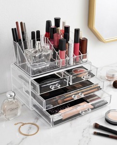 Stylish Modern Acrylic Customizable Multi-Compartment <b>Makeup</b> Organizer Cosmetic Storage Box Easy Assembly Corner Shelf for Neat - Product Image 4