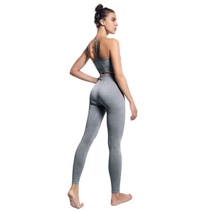 Conjunto de Yoga sin Costuras de 2 Piezas, Top Corto de Cintura Alta y Leggings Largos, Color Sólido, Tirantes, Cuello en V, Ropa Deportiva para Mujer - Product Image 2