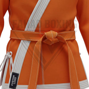 Pantalones de Karate y Artes Marciales Personalizados al por Mayor, de Polialgodón, Transpirables, Ligeros, Duraderos, con Estampado Naranja - Product Image 4
