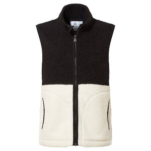 <b>Women's</b> Black White <b>Sherpa</b> Fleece Vest Two Tone Color Block Stand Collar Full Zip Fluffy Thermal <b>Gilet</b> Bodywarmer Outerwear OEM - Product Image 1