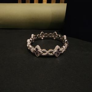 Pulsera de Lujo de Plata 925 con Cristales de Imitación y Flores, Engaste Pavé, Joyería de Cadena para Mujer, Moda para Fiestas - Product Image 1