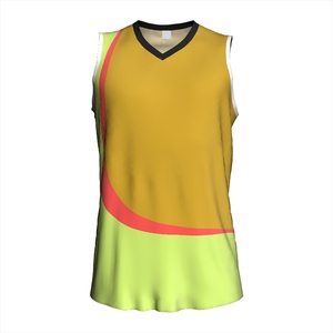 Camiseta de Baloncesto sin Mangas con Cuello en V para Hombre, Color Verde Lima, Tejido Transpirable de Poliéster, Diseño con Bloques de Color, Ropa Deportiva para Adultos - Product Image 1