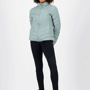 Chaqueta Acolchada Ligera para Mujer, Cuello Alto, Cierre de Cremallera, Manga Larga, Color Sólido, Cortavientos - Product Image 4