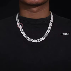 Collar y Dijes de Joyería Fina de Lujo de Plata de Ley 925 Cubana Personalizados de Alta Calidad con Moissanita Estilo Hip Hop - Product Image 1