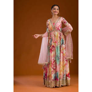 Vestido de fiesta de noche de diseñador vestido de Anarkali con vestido de novia elegante Pent y Dupatta - Product Image 5
