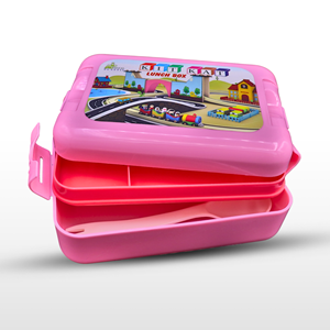 Boîte à lunch pour enfant pour l'école, conteneur repas 3 compartiments avec cuillère + fourchette, boîte à lunch rectangulaire pour l'école, les pique-niques et les sorties - Product Image 5