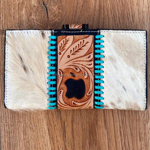 Cartera tallada a mano, recién llegada, funda de teléfono de embrague, Cartera de cuero de piel de vaca occidental, multiusos, carteras con logotipo de Apple - Product Image 4