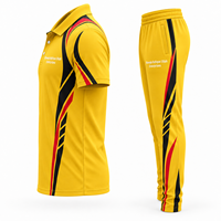 Uniforme de cricket jaune pour homme Khawaja Rafique Ullah Enterprises, impression par transfert thermique, évacuation de l'humidité, coupe régulière, short.