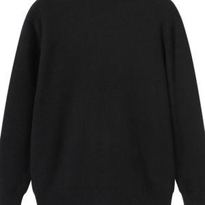 Pull en tricot uni noir pour homme, manches longues, épaisseur standard, laine, vêtements d'automne - Product Image 3