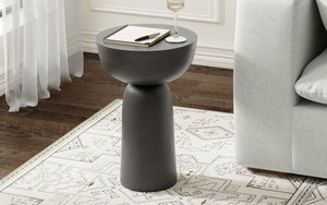 Table basse moderne Statement Surface avec base côtelée, mobilier de salon minimaliste, design durable, finition noire - Product Image 2