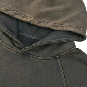 Sweat à capuche oversize pour homme, effet vieilli, style streetwear vintage, en molleton de coton, fournisseur en gros - Product Image 6