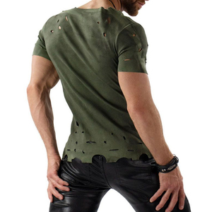 Camiseta de algodón con estampado gráfico, lavado ácido, estilo desgastado, corte holgado, moda urbana, informal, para hombre, ropa urbana de verano. - Product Image 4