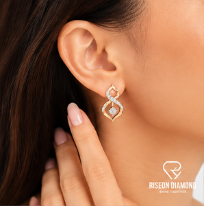<b>Infinity</b> Drop <b>Earrings</b> 18K White Gold Luxury Twisted Wave Lab Grown Diamond Dangle Contemporary Openwork IGI Certified Eternity - Product Image 6
