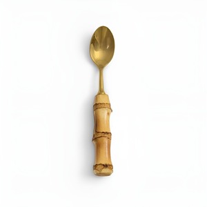 <b>Gold</b> Plated Bamboo Handle <b>Spoon</b> Mirror Finish Vintage Design Durable Tea <b>Spoon</b> - Product Image 3