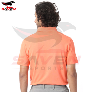 เสื้อโปโลผู้ชายสีส้ม แขนเสื้อแบบปิเก้ ระบายอากาศได้ดี สวมใส่สบาย ทรงปกติ ความยาวปกติ สีพื้น ผ้าถัก - Product Image 3