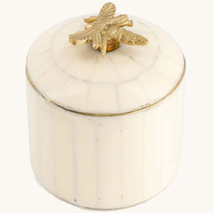 Set Of 2 Elegant Round Shape Canister With Mother of Pearl Inlay and Gold Trim Kitchen Storage <b>Container</b> Accessories - Product Image 4