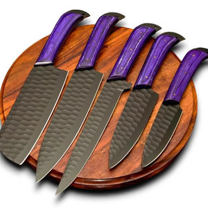 Juego de Cuchillos de Chef de Acero Inoxidable de 5 Piezas, Recubiertos de Óxido, Hechos a Mano, Extra Afilados, con Mango de Madera Pakka de Colores, Agarre Cómodo, Venta al Por Mayor OEM/ODM - Product Image 1