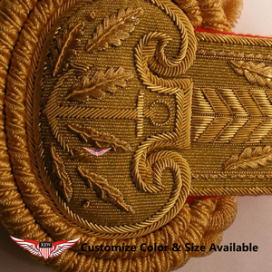 KEW Gold Luxurious Eco-Friendly <b>Braided</b> Vintage Elegant Ceremonial Garment <b>Accessories</b> Epaulettes Bullion Wire Mylar Thread - Product Image 3