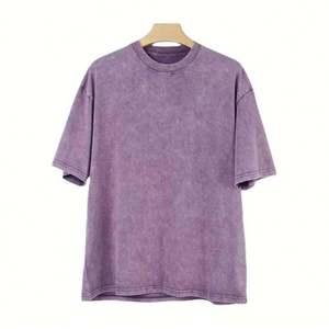 Custom Logo Heavyweight 100% Cotton <b>Acid</b> Wash T-shirt Vintage Stone Wash Oversized Streetwear Boxy Fit <b>Drop</b> Shoulder Blank Tee - Product Image 3