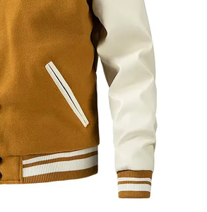 Custom <b>Winter</b> Wool Fabric Men's Bomber Jacket Stand <b>Quilted</b> Lining Fashionable Chenille Patches Letterman College Style - Product Image 5
