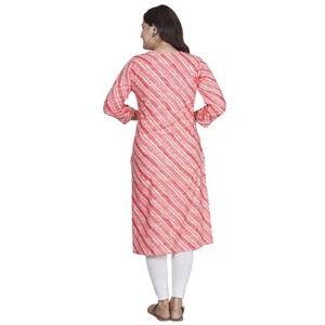 Kurta SHUBH EXIM para Mujer, Estilo Holgado, Bordado Leheriya, Rayón Vintage, para Uso Festivo, Disponible a Precio de Mayoreo - Product Image 5
