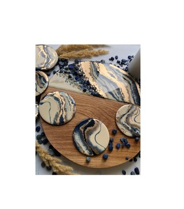 Handmade Resin Wood Coaster <b>Set</b> With Modern Artistic Design For Home Decor Coffee Table Dining Table And Office <b>Desk</b> Use - Product Image 3