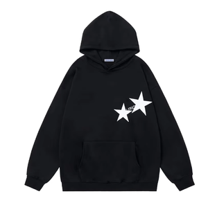 <b>Fashion</b> Oversized Black Oversized <b>Star</b> Graphic Hoodie Mens Cotton Fleece Pullover Streetwear Custom Logo Wholesale Hoodie - Product Image 4